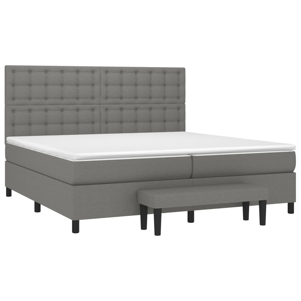 Sommier à lattes de lit avec matelas Gris foncé 200x200cm Tissu - XIOS