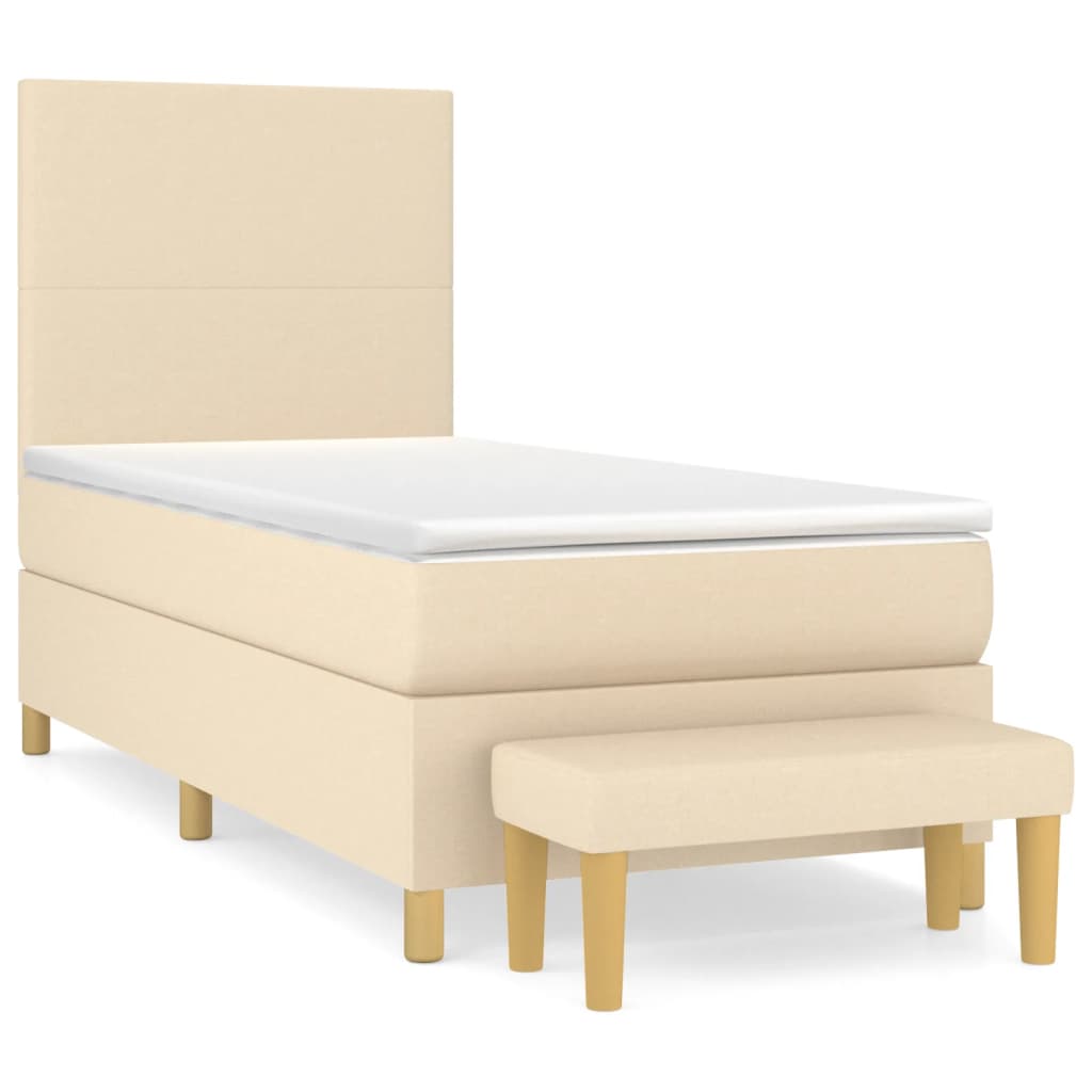Sommier à lattes de lit avec matelas Crème 80x200 cm Tissu