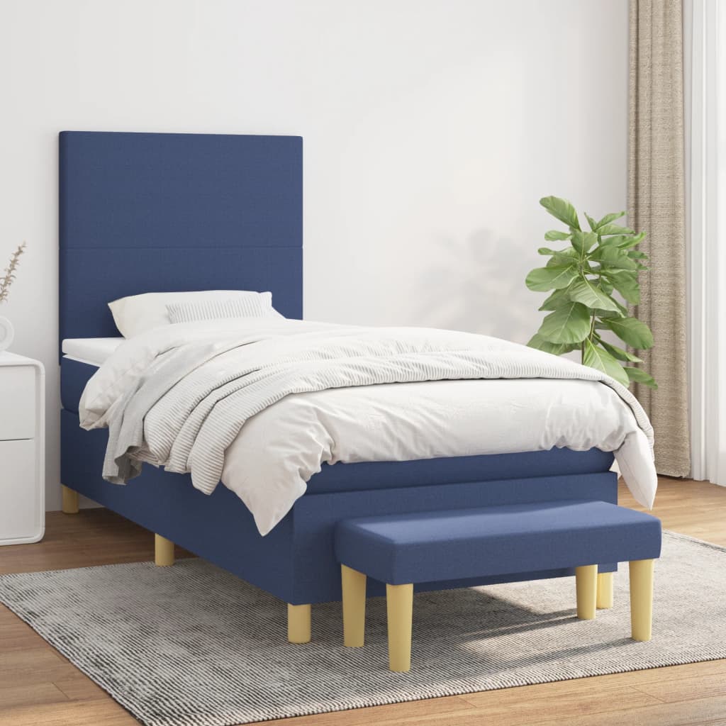 Sommier à lattes de lit avec matelas Bleu 80x200 cm Tissu - XIOS