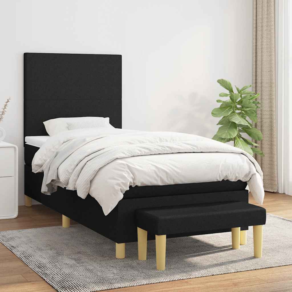 Sommier à lattes de lit avec matelas Noir 90x190 cm Tissu - XIOS