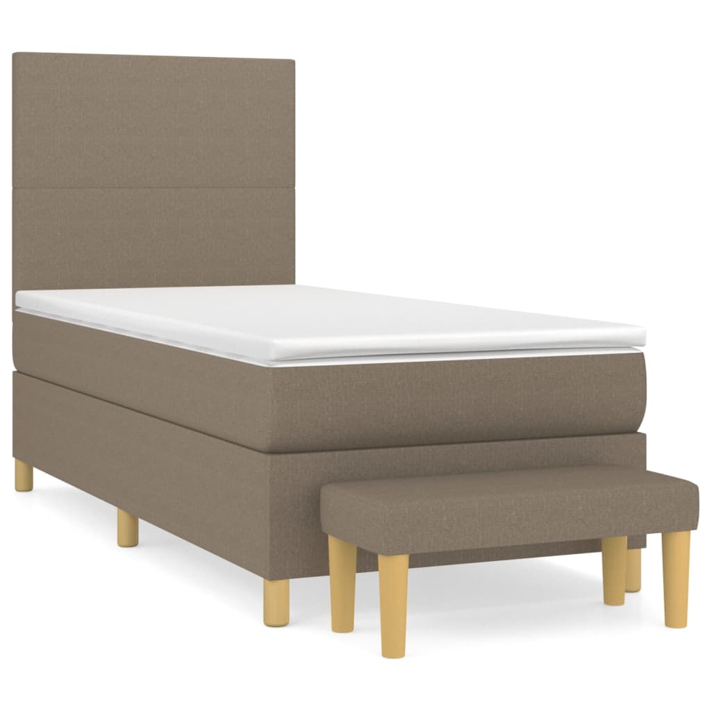 Sommier à lattes de lit avec matelas Taupe 90x200 cm Tissu - XIOS