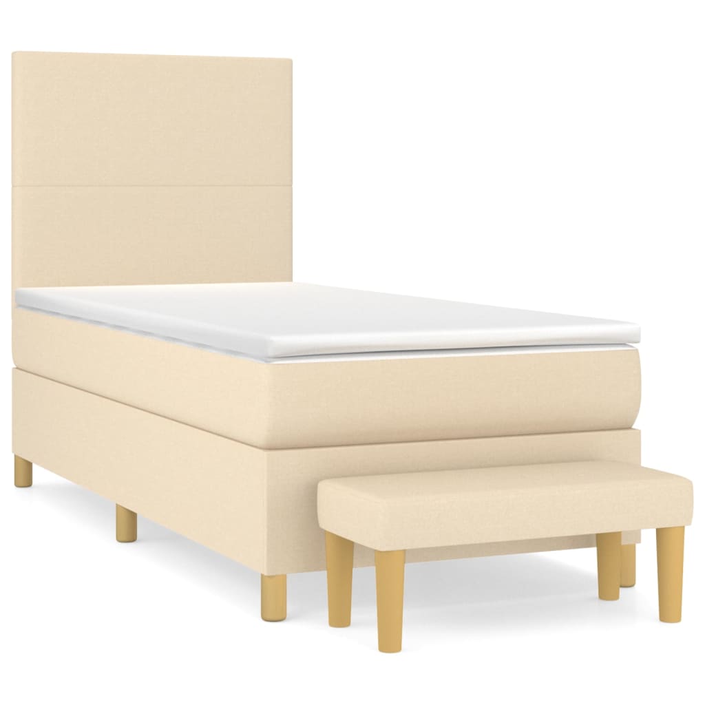 Sommier à lattes de lit avec matelas Crème 90x200 cm Tissu - XIOS