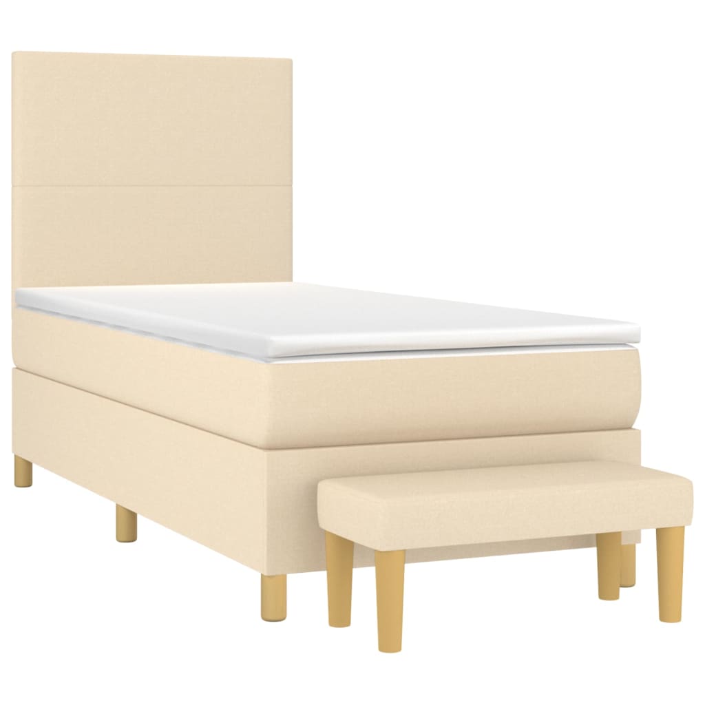 Sommier à lattes de lit avec matelas Crème 90x200 cm Tissu - XIOS