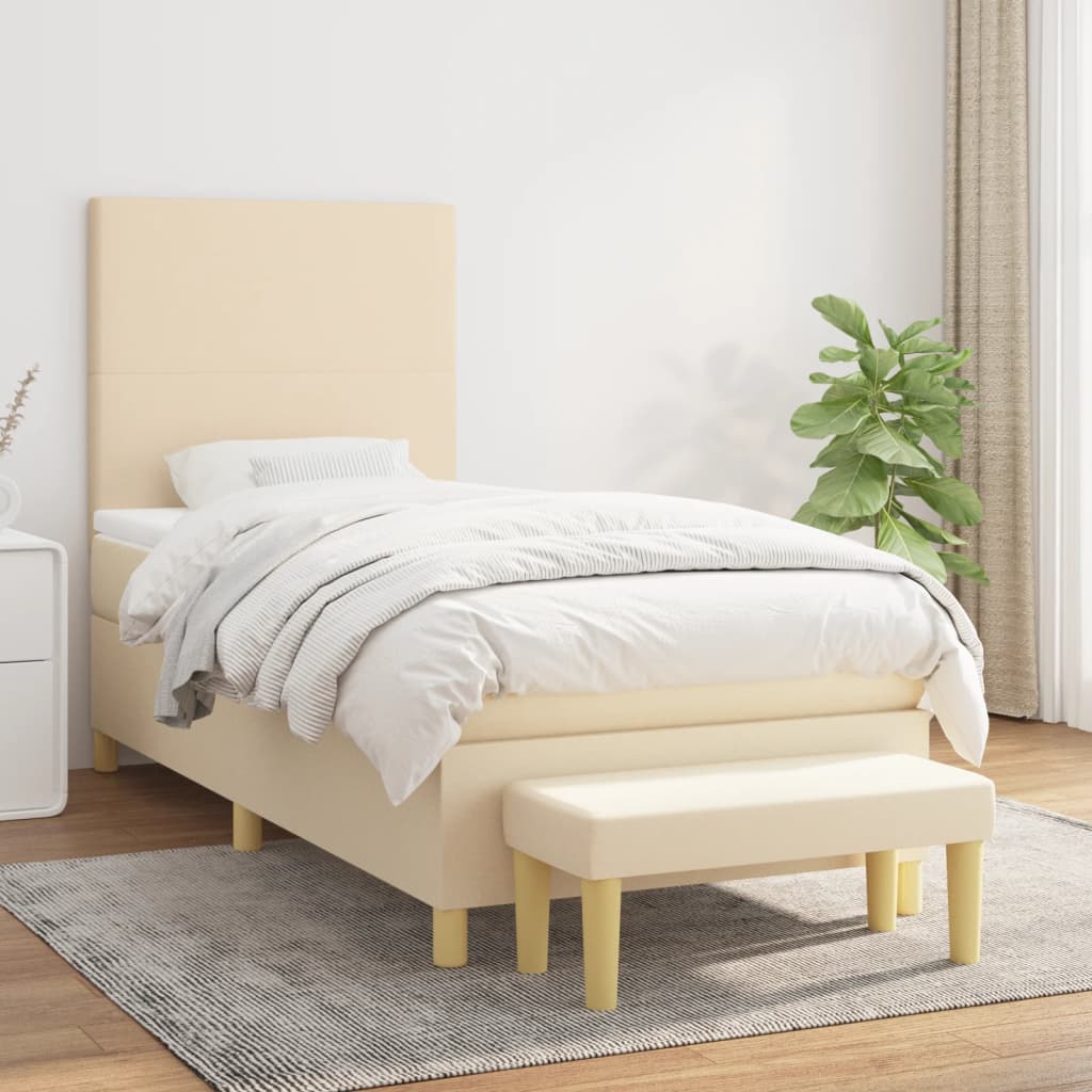 Sommier à lattes de lit avec matelas Crème 90x200 cm Tissu - XIOS