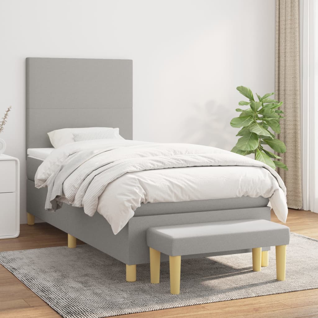 Sommier à lattes de lit avec matelas Gris clair 100x200cm Tissu - XIOS