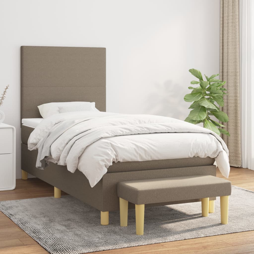 Sommier à lattes de lit avec matelas Taupe 100x200 cm Tissu - XIOS