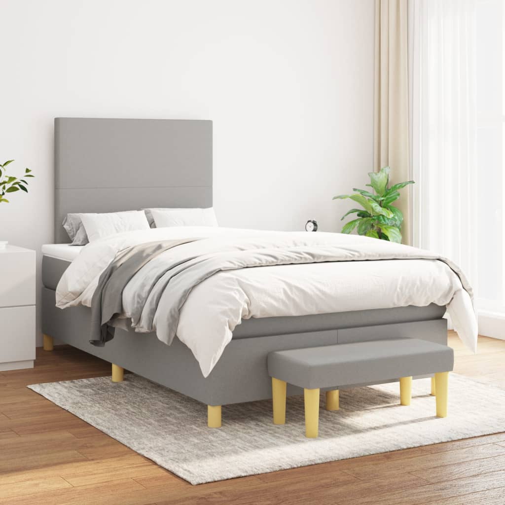 Sommier à lattes de lit avec matelas Gris clair 120x200cm Tissu - XIOS