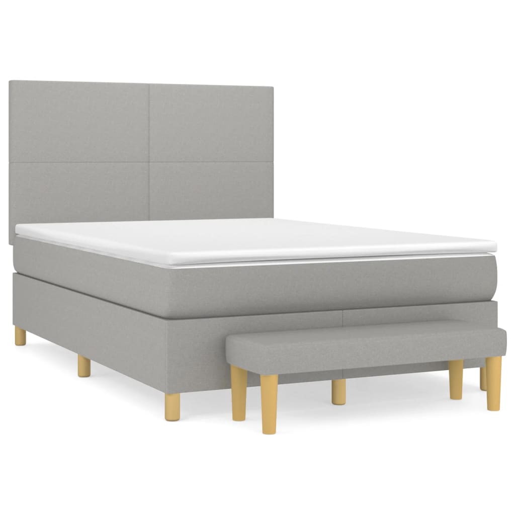 Sommier à lattes de lit avec matelas Gris clair 140x190cm Tissu - XIOS