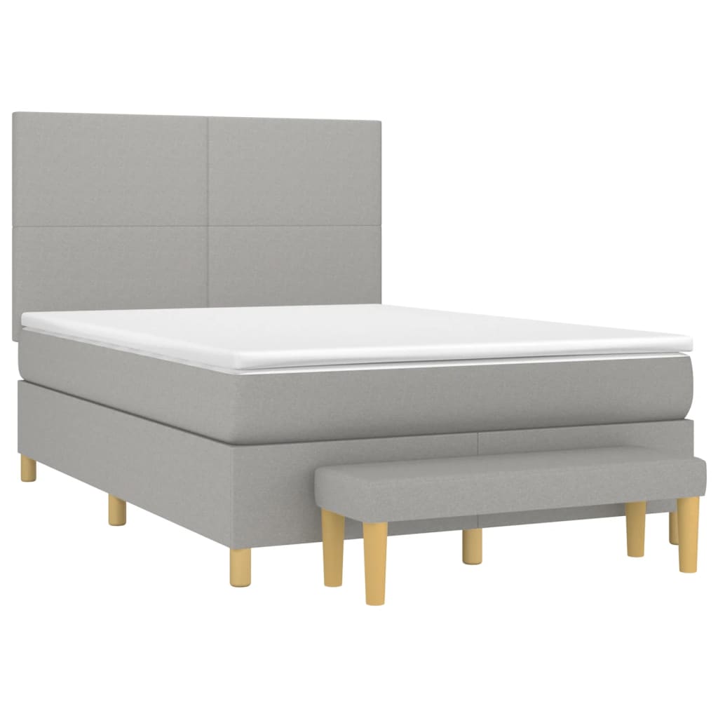 Sommier à lattes de lit avec matelas Gris clair 140x190cm Tissu - XIOS