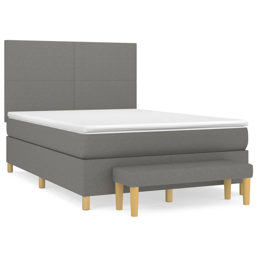 Sommier à lattes de lit avec matelas Gris foncé 140x190cm Tissu - XIOS