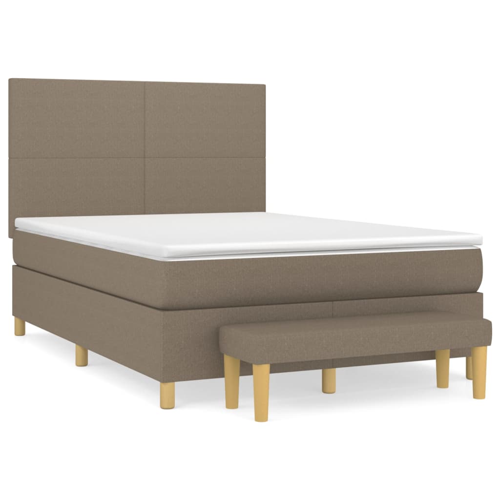 Sommier à lattes de lit avec matelas Taupe 140x190 cm Tissu - XIOS