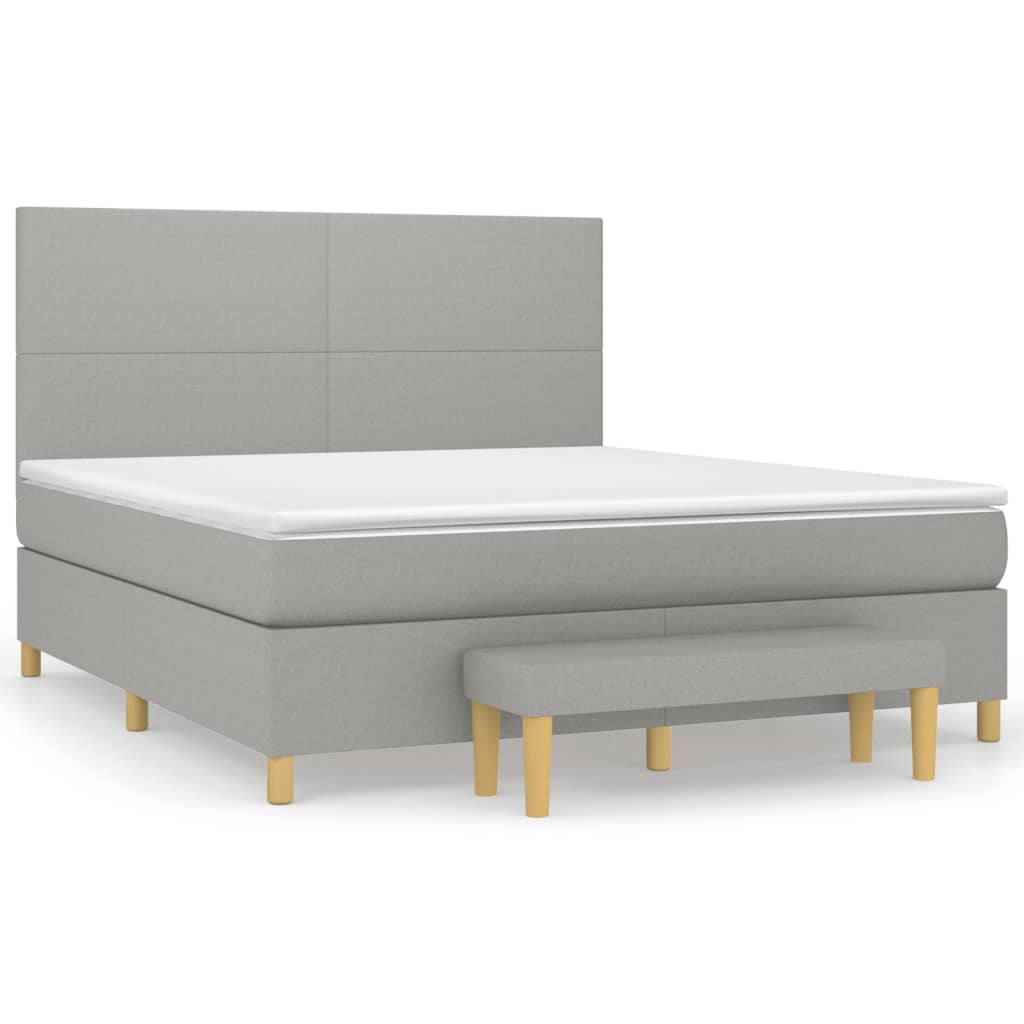 Sommier à lattes de lit avec matelas Gris clair 160x200cm Tissu - XIOS
