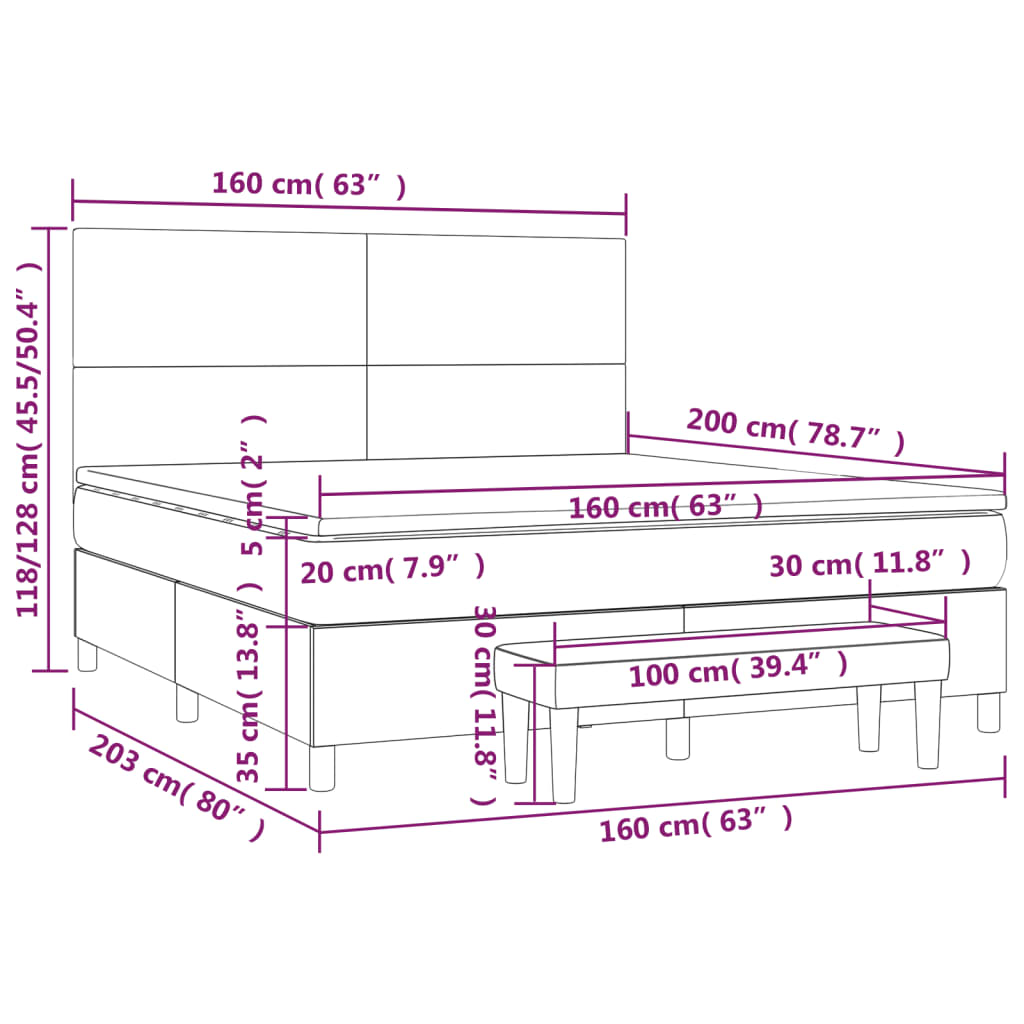 Sommier à lattes de lit avec matelas Gris clair 160x200cm Tissu - XIOS