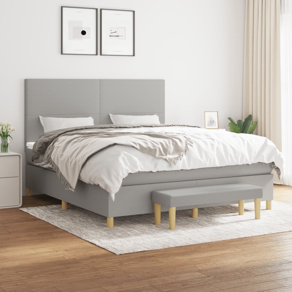 Sommier à lattes de lit avec matelas Gris clair 160x200cm Tissu - XIOS