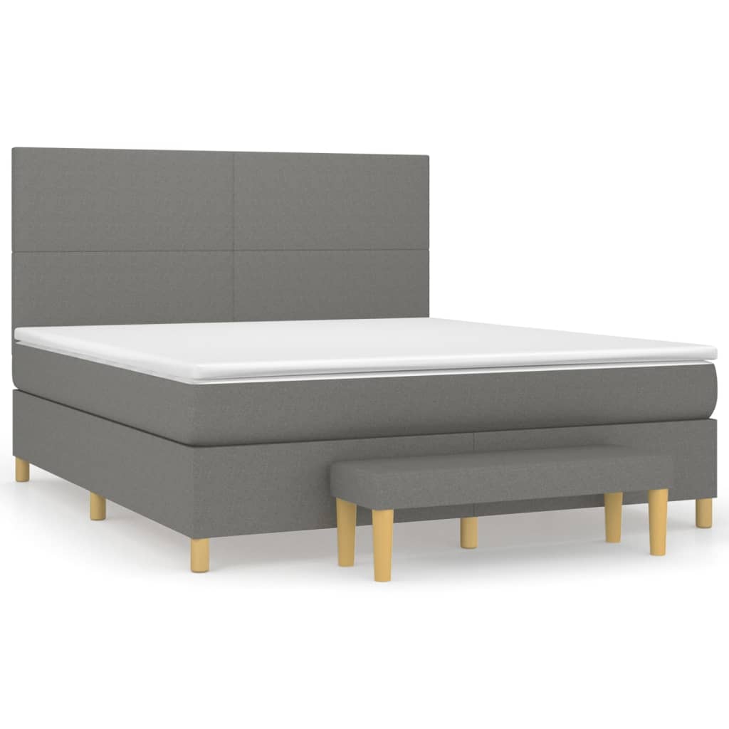 Sommier à lattes de lit avec matelas Gris foncé 160x200cm Tissu - XIOS