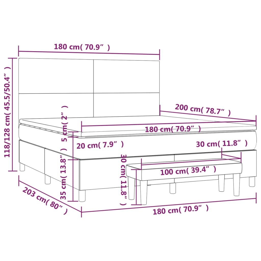 Sommier à lattes de lit avec matelas Gris clair 180x200cm Tissu - XIOS