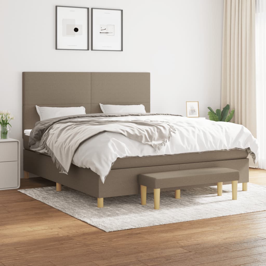 Sommier à lattes de lit avec matelas Taupe 180x200 cm Tissu - XIOS