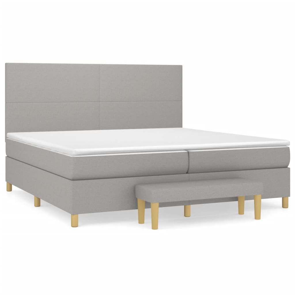 Sommier à lattes de lit avec matelas Gris clair 200x200cm Tissu - XIOS