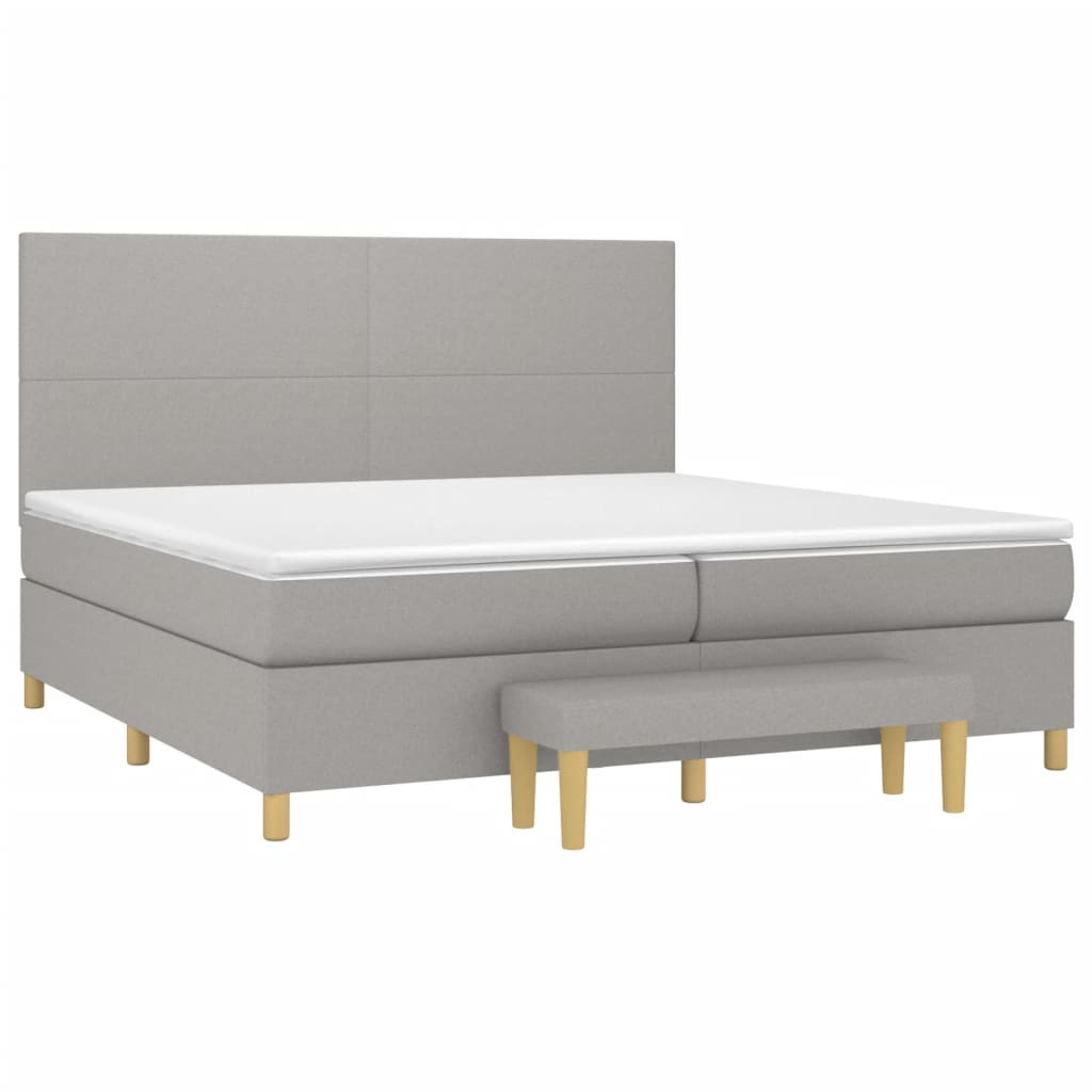 Sommier à lattes de lit avec matelas Gris clair 200x200cm Tissu - XIOS