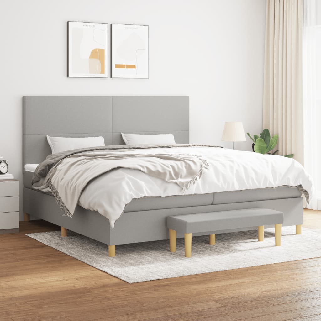 Sommier à lattes de lit avec matelas Gris clair 200x200cm Tissu - XIOS