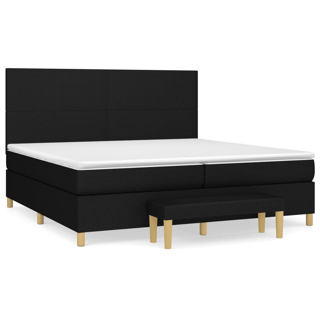 Sommier à lattes de lit avec matelas Noir 200x200 cm Tissu - XIOS