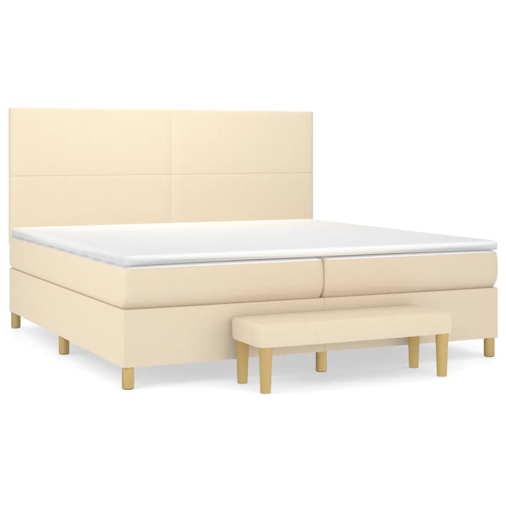 Sommier à lattes de lit avec matelas Crème 200x200 cm Tissu - XIOS