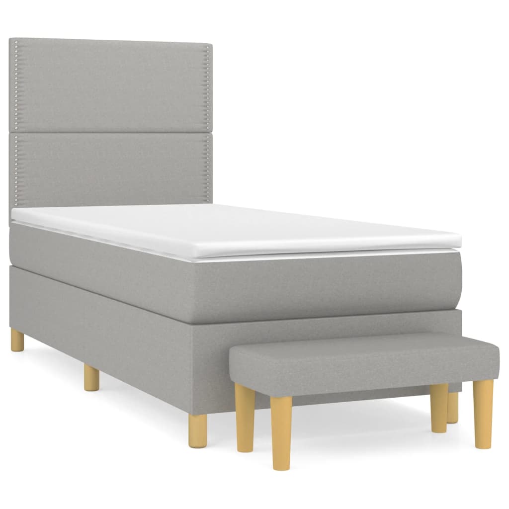 Sommier à lattes de lit et matelas Gris clair 90x190 cm Tissu - XIOS