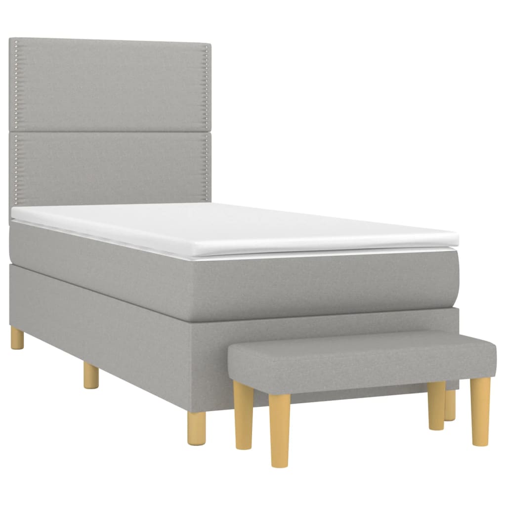 Sommier à lattes de lit et matelas Gris clair 90x190 cm Tissu - XIOS