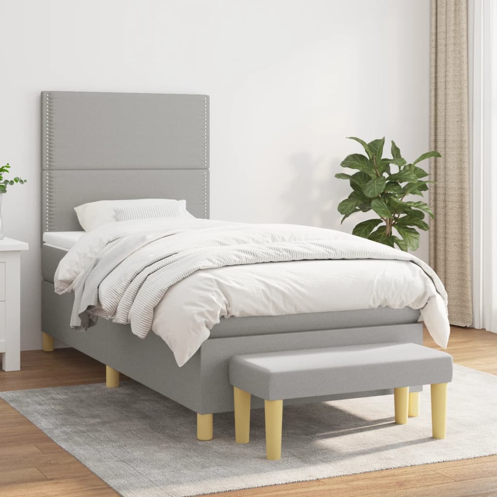 Sommier à lattes de lit et matelas Gris clair 90x190 cm Tissu - XIOS