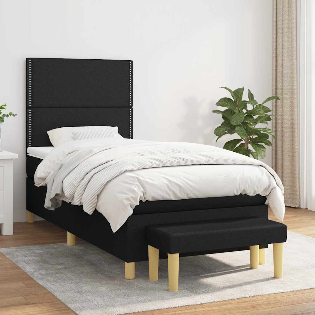 Sommier à lattes de lit avec matelas Noir 90x200 cm Tissu - XIOS
