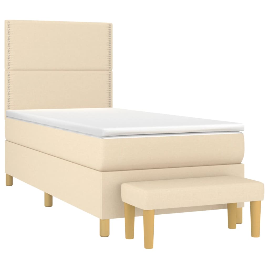 Sommier à lattes de lit avec matelas Crème 90x200 cm Tissu - XIOS