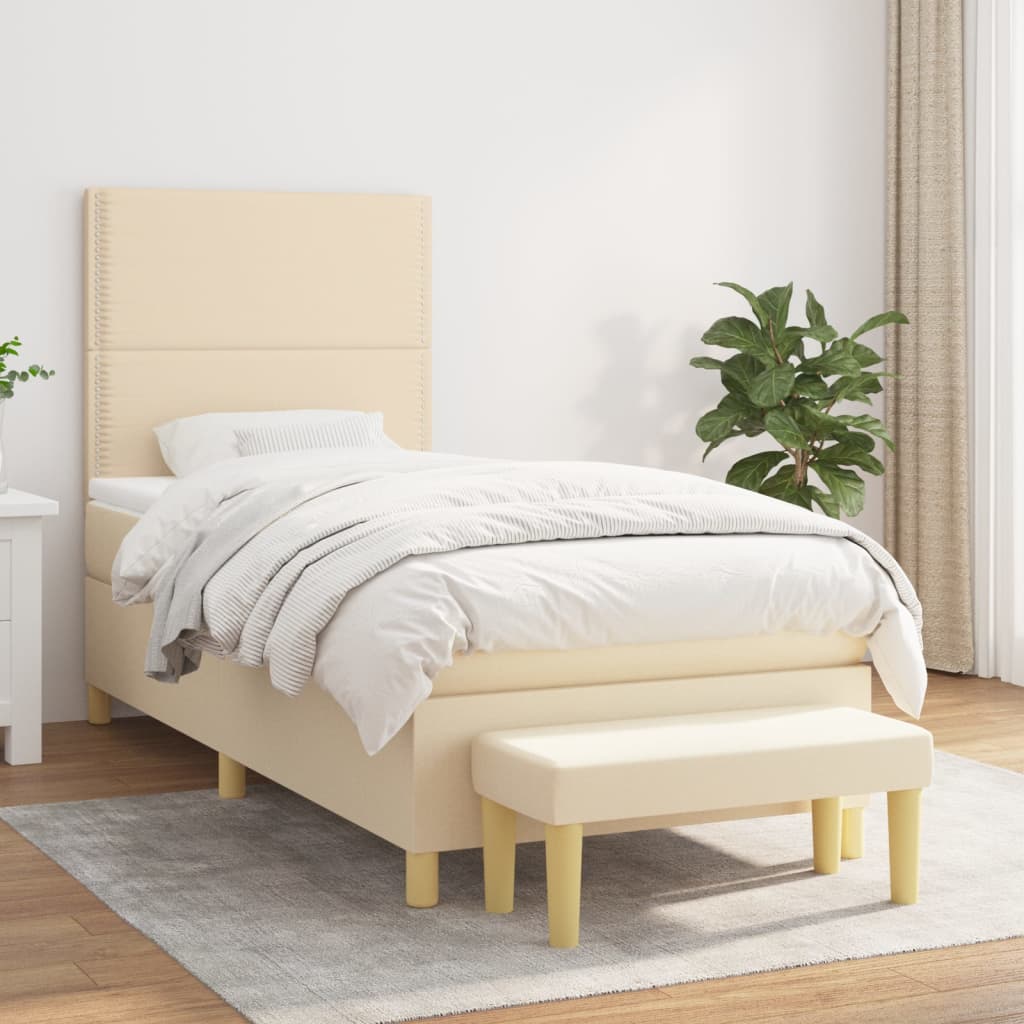 Sommier à lattes de lit avec matelas Crème 90x200 cm Tissu - XIOS