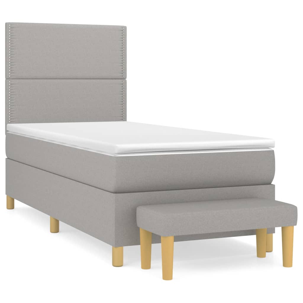 Sommier à lattes de lit avec matelas Gris clair 100x200cm Tissu - XIOS