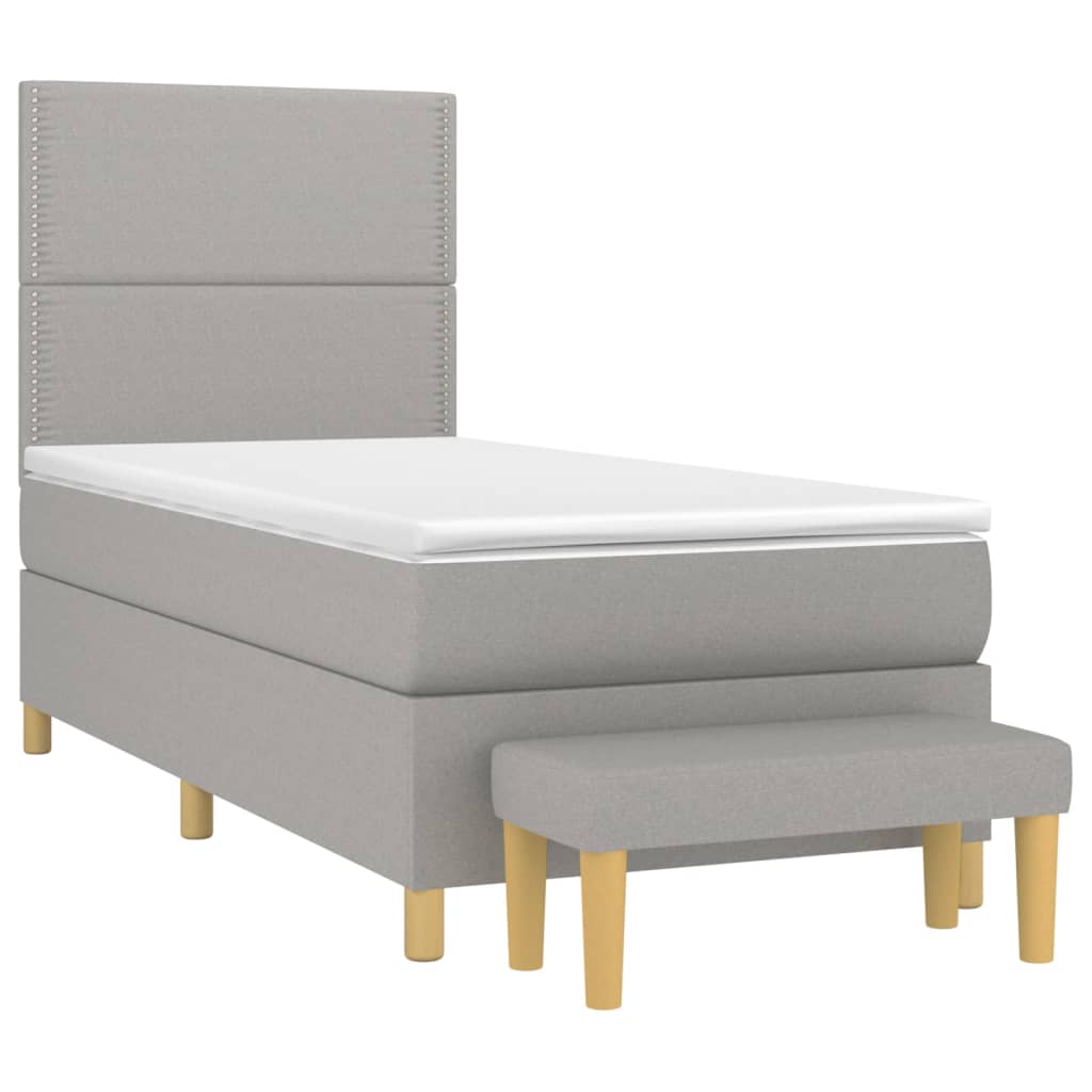 Sommier à lattes de lit avec matelas Gris clair 100x200cm Tissu - XIOS