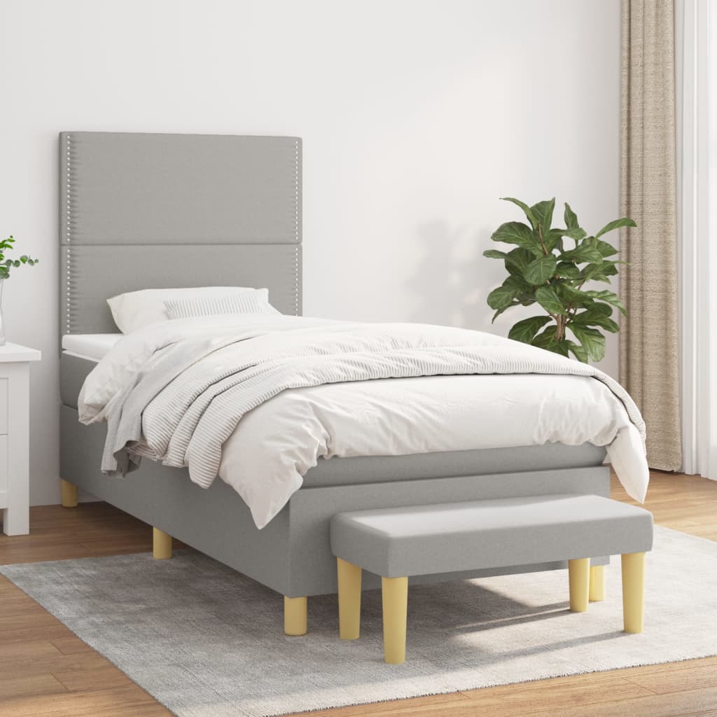 Sommier à lattes de lit avec matelas Gris clair 100x200cm Tissu - XIOS