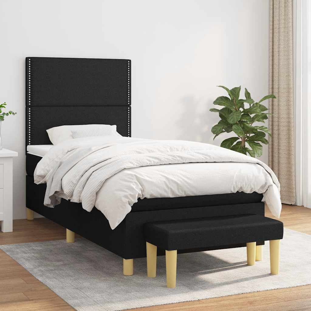 Sommier à lattes de lit avec matelas Noir 100x200 cm Tissu - XIOS