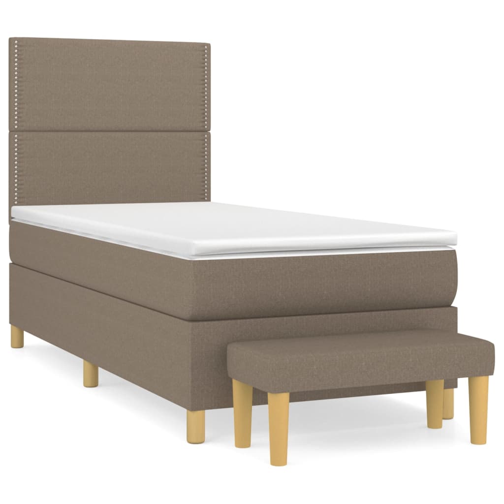 Sommier à lattes de lit avec matelas Taupe 100x200 cm Tissu - XIOS