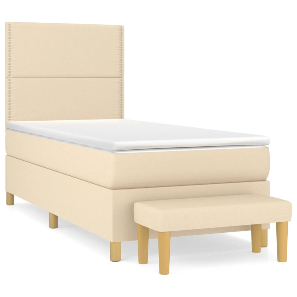Sommier à lattes de lit avec matelas Crème 100x200 cm Tissu - XIOS