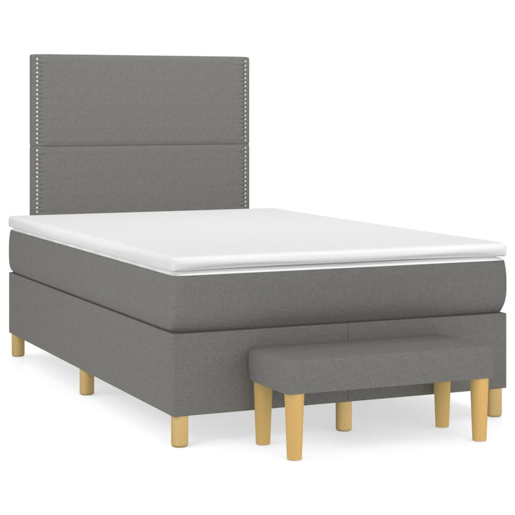 Sommier à lattes de lit avec matelas Gris foncé 120x200cm Tissu - XIOS