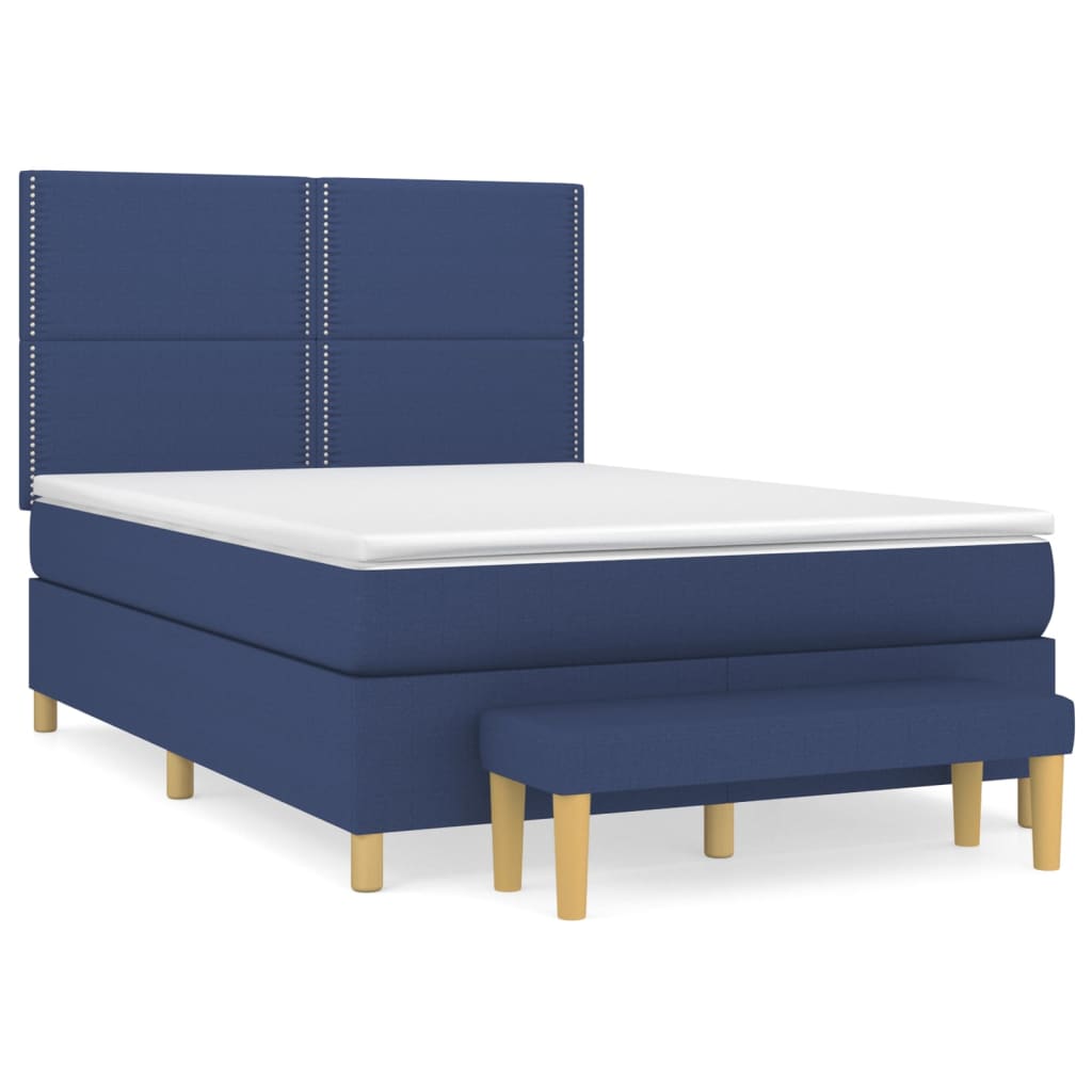 Sommier à lattes de lit avec matelas Bleu 140x190 cm Tissu - XIOS