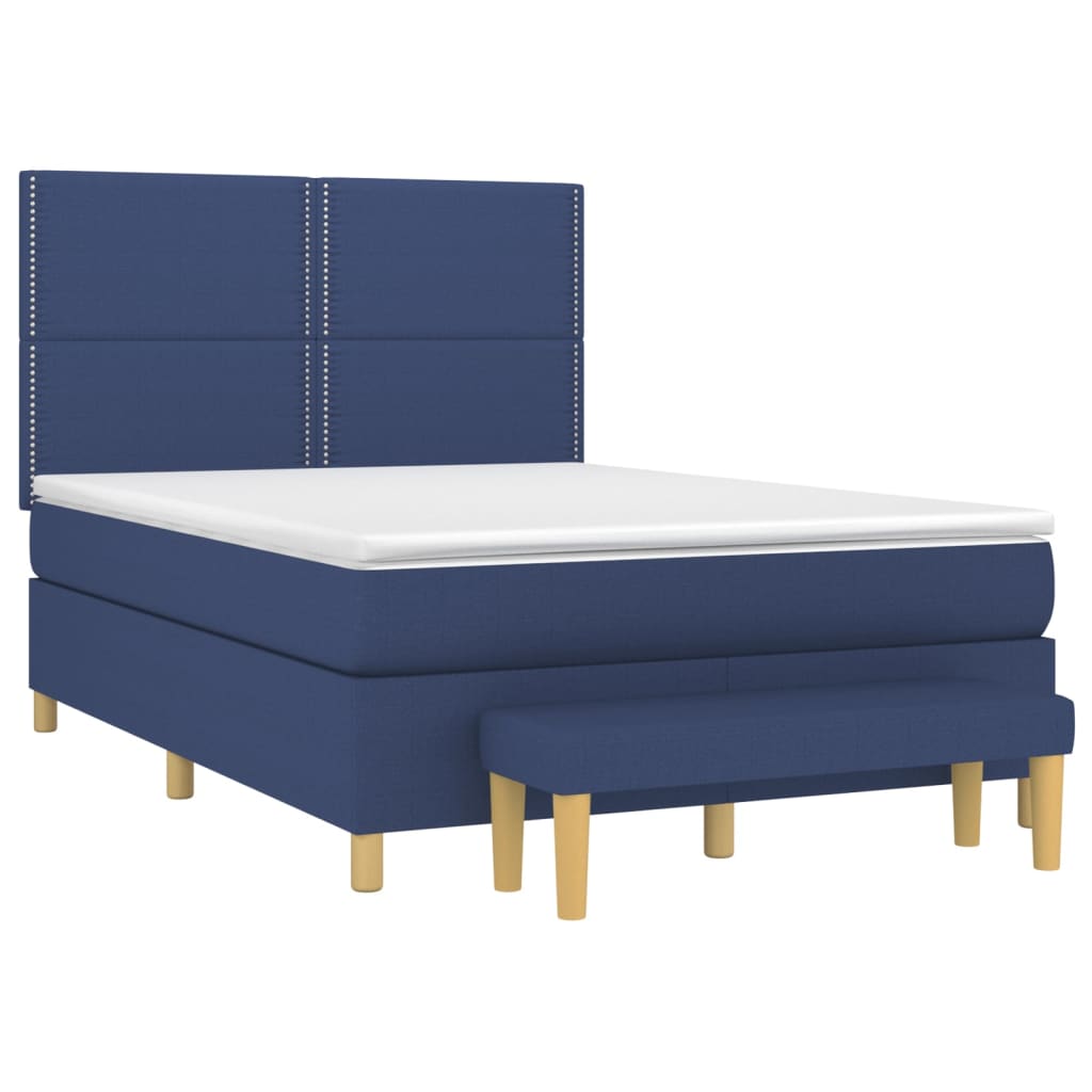 Sommier à lattes de lit avec matelas Bleu 140x190 cm Tissu - XIOS