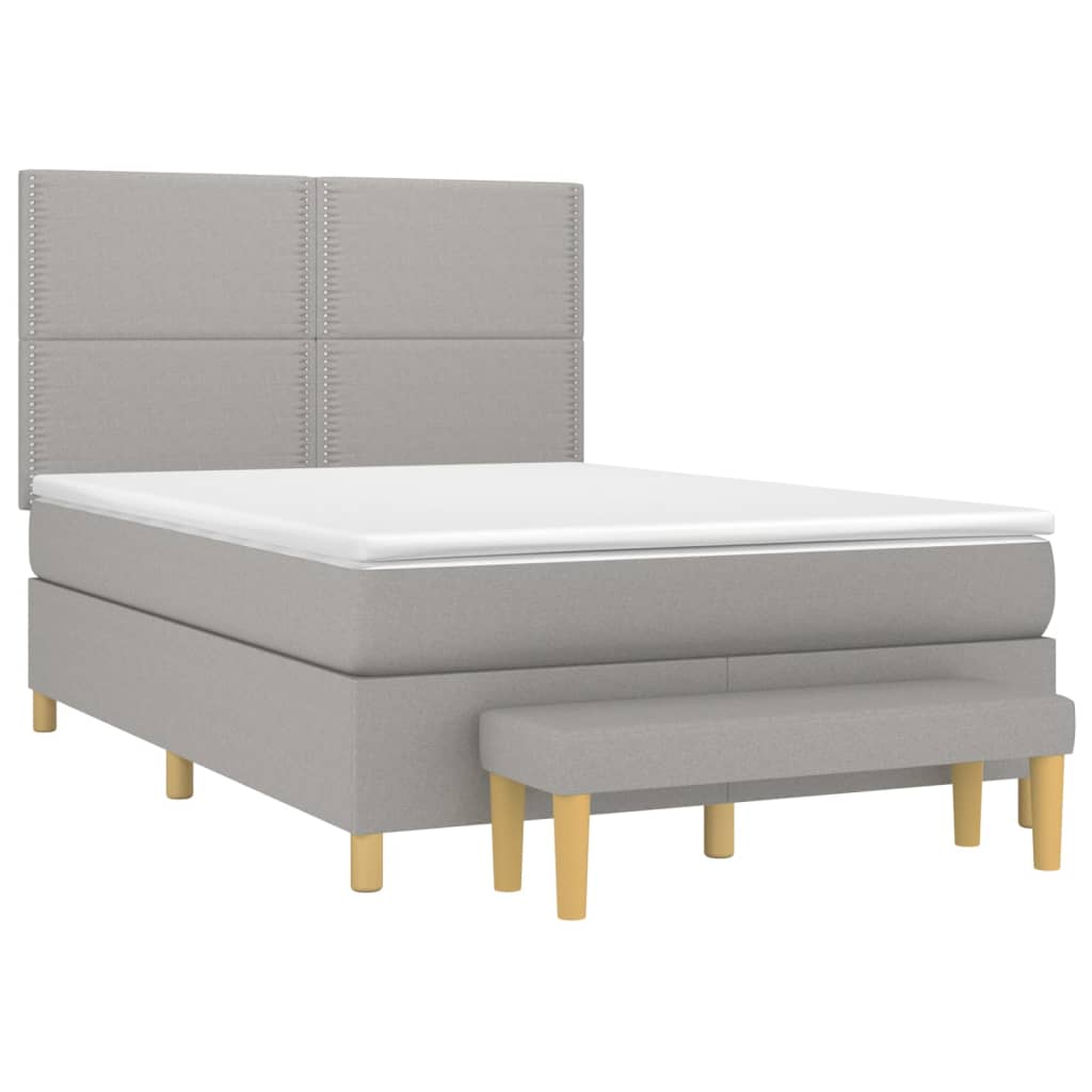 Sommier à lattes de lit avec matelas Gris clair 140x200cm Tissu - XIOS