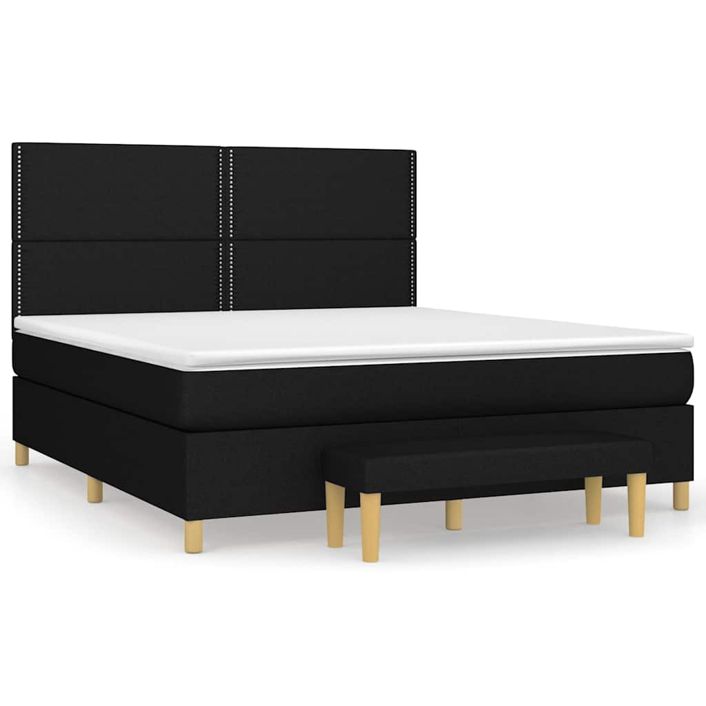 Sommier à lattes de lit avec matelas Noir 160x200 cm Tissu - XIOS