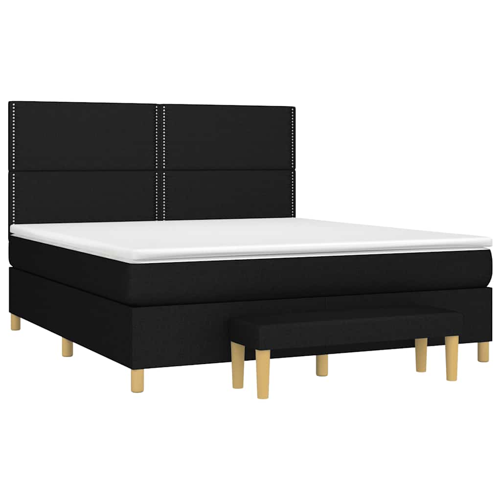 Sommier à lattes de lit avec matelas Noir 160x200 cm Tissu - XIOS