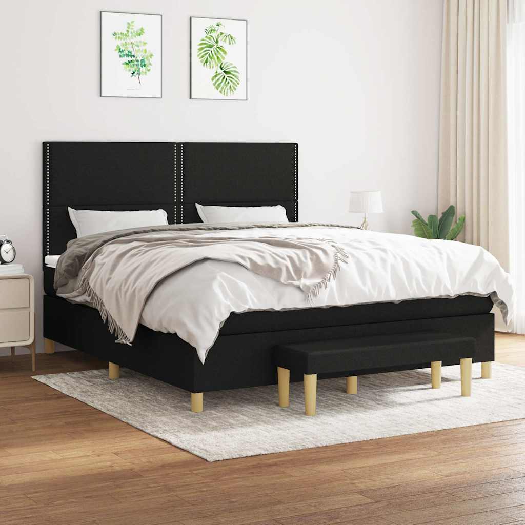 Sommier à lattes de lit avec matelas Noir 160x200 cm Tissu - XIOS