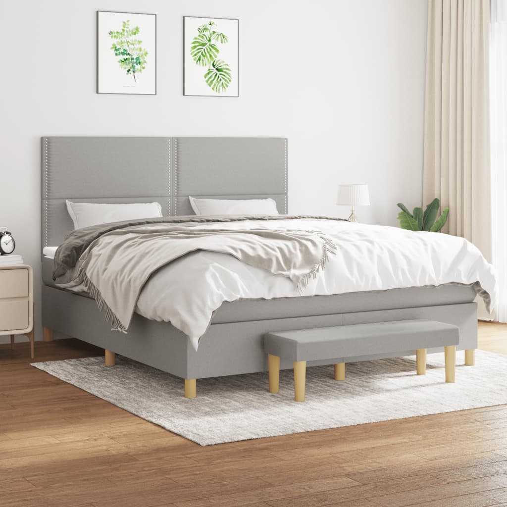 Sommier à lattes de lit avec matelas Gris clair 180x200cm Tissu - XIOS