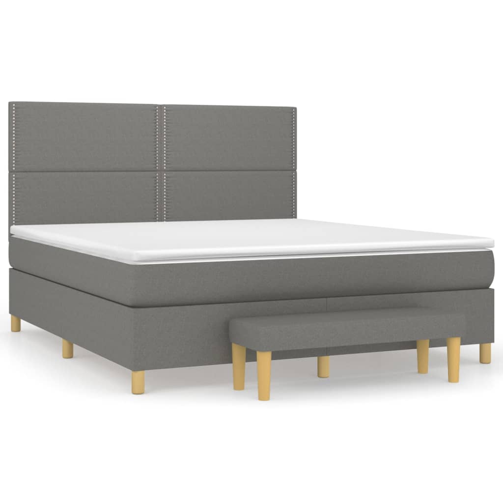 Sommier à lattes de lit avec matelas Gris foncé 180x200cm Tissu - XIOS