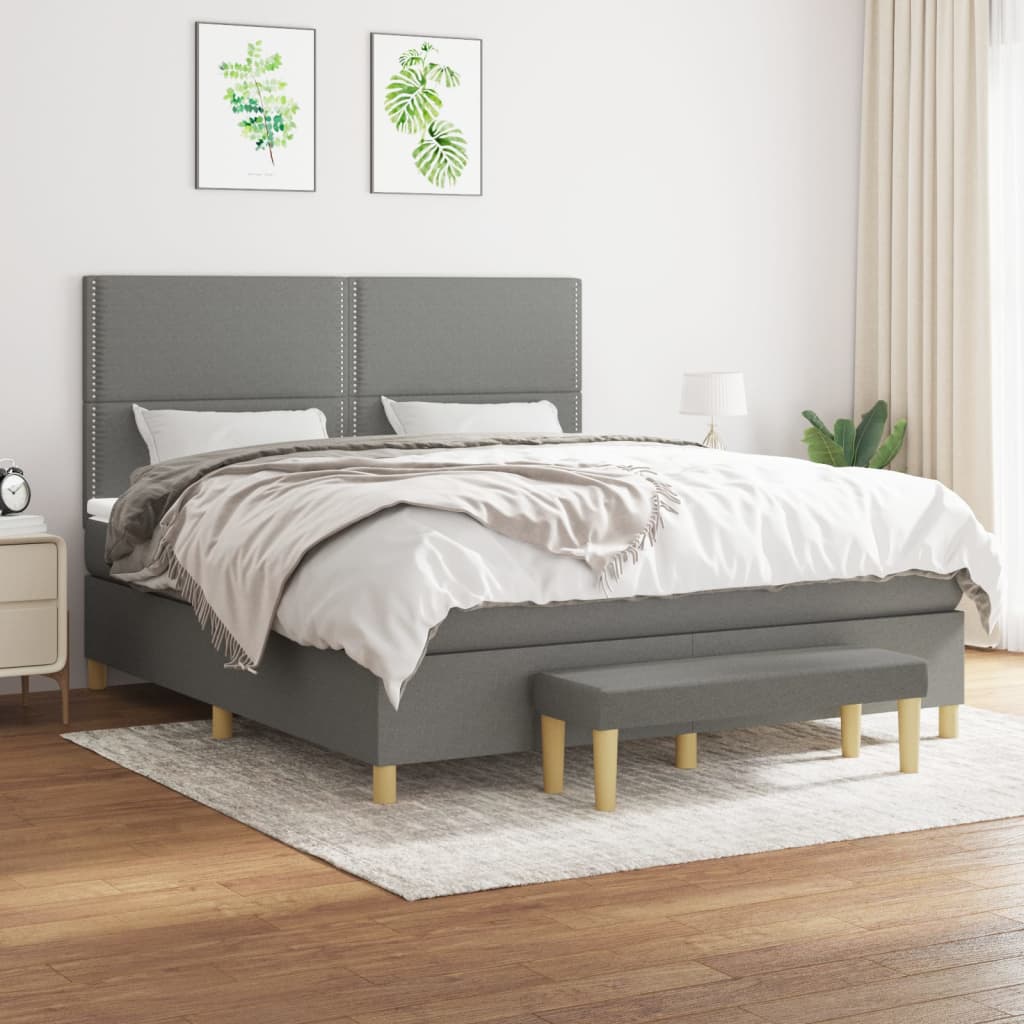 Sommier à lattes de lit avec matelas Gris foncé 180x200cm Tissu - XIOS