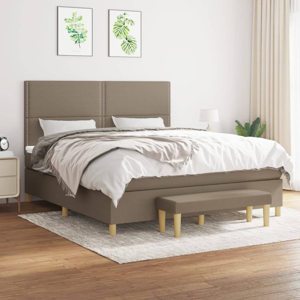 Sommier à lattes de lit avec matelas Taupe 180x200 cm Tissu - XIOS