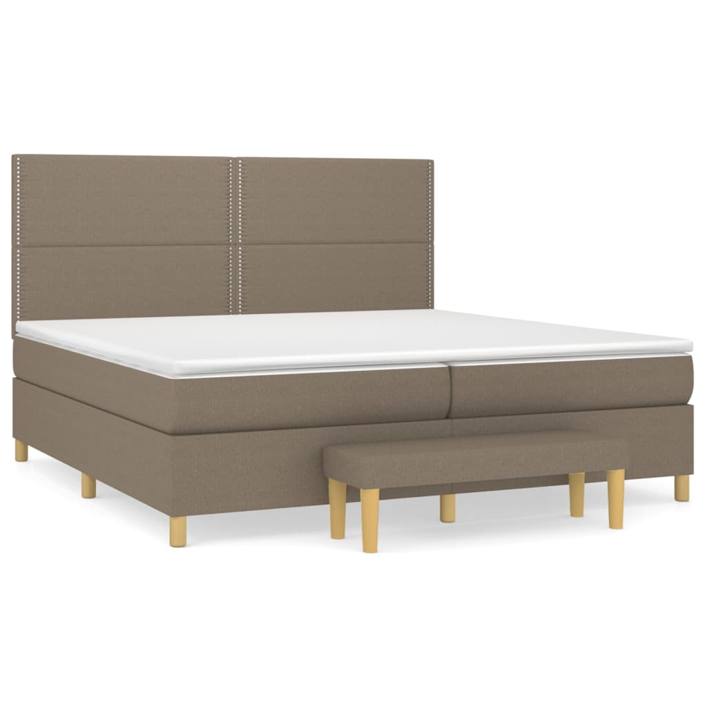 Sommier à lattes de lit avec matelas Taupe 200x200 cm Tissu - XIOS